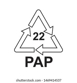The universal recycling symbol. International symbol used on packaging to remind people to dispose of it in a bin instead of littering. Black icons isolated on white background. Vector illustration