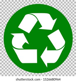 The universal recycling symbol. International symbol used on packaging to remind people to dispose of it in a bin instead of littering. Icon isolated on white background. Vector illustration.