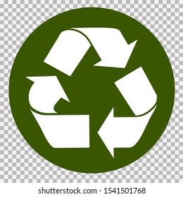 The universal recycling symbol. International symbol used on packaging Simple green recycling symbol button