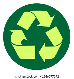The universal recycling symbol. International symbol used on packaging to remind people to dispose of it in a bin instead of littering. Icon isolated on white background. Vector illustration.