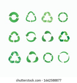 Universal recycling symbol. Recycle plastic. Set of recycling icons in different styles