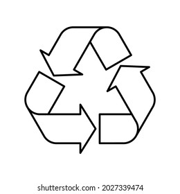 Universal Recycling Symbol. Reverse version. Theme of low or zero waste, clear energy, natural resources conservation, natural ecosystems protection or ecological sustainability of the planet. Black - Shutterstock ID 2027339474