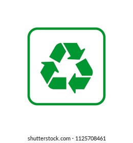 Universal recycling symbol in square frame. Icons isolated vector illustration.