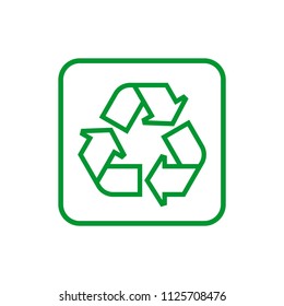 Universal recycling symbol in square frame. Icons isolated vector illustration.