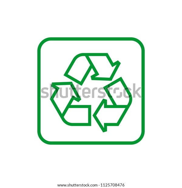 Universal recycling symbol in square frame.\
Icons isolated vector\
illustration.