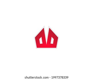 universal and red color logo design icon