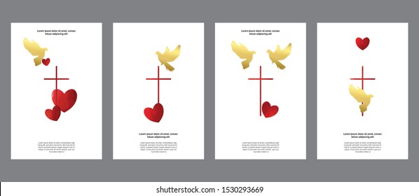 Universal religious templates cards. Communion, confirmation invitation, greetings set