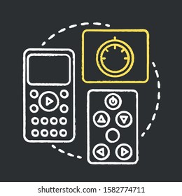 Universal remote chalk concept icon. Smart house idea. Innovative technology for apartment. Multimedia system. Home automation. Remote control. Vector isolated chalkboard illustration