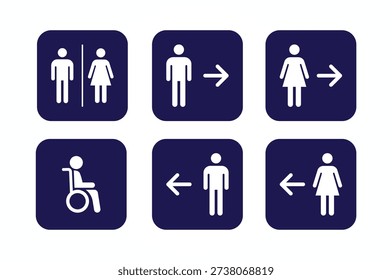 Universal Restroom and Accessibility Directional Signage Icons
