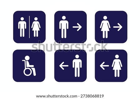 Universal Restroom and Accessibility Directional Signage Icons