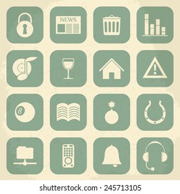 Universal Retro Icons For Web and Mobile. Vector illustration