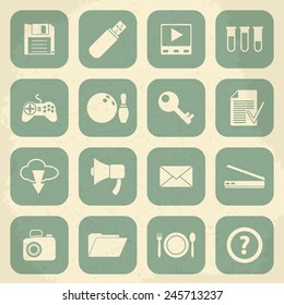 Universal Retro Icons For Web and Mobile. Vector illustration