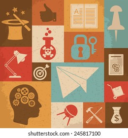 Universal Retro Icons For Web and Mobile. Vector illustration