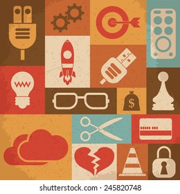 Universal Retro Icons For Web and Mobile. Vector illustration