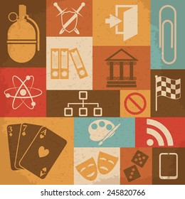 Universal Retro Icons For Web and Mobile. Vector illustration