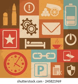 Universal Retro Icons For Web and Mobile. Vector illustration