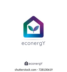 Universal Reversible Energy Logo Concept For Business, Apps, Technology, Building. Home House Eco Symbol Vector Illustration.