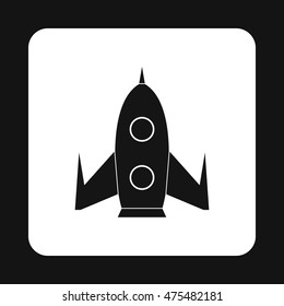 Universal rocket icon in simple style isolated on white background. Aircraft symbol