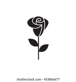 Universal Roser icon to use in web and mobile UI, ecology basic UI element. Silhouette  rose icon. Rose icon isolated on white background.