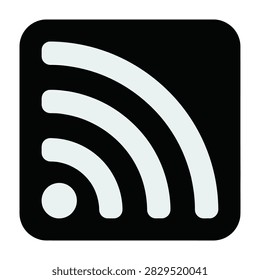 Universal RSS feed icon symbol representing web content syndication, blog updates, and information broadcasting on digital platforms and websites.