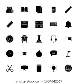 universal school, educations, study, business simple solid black icons set
