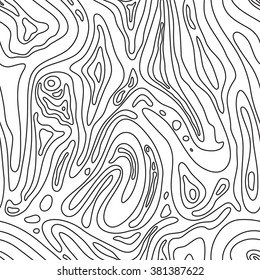 Universal seamless abstract topographic pattern doodle geometric lines in retro memphis style, fashion, black, white color. It can be used in printing, website backdrop, fabric design