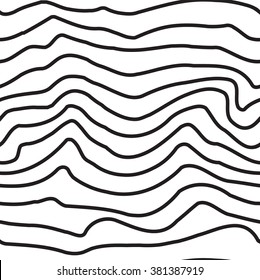 Universal seamless linear striped wave abstract pattern in black and white. Simple classical background, lines with the same interval
