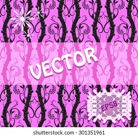 Universal seamless pattern with swirls, on a pink background.