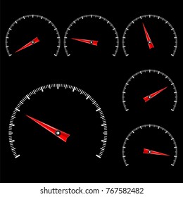 Universal semi-circle scales on black background. Vector illustration