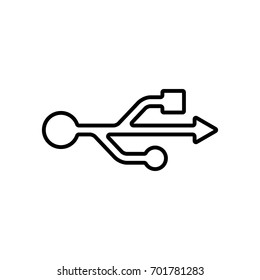 Universal Serial Bus icon ,black sign design (only edge)