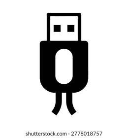 Universal serial bus usb plug connector cable outline icon with connector