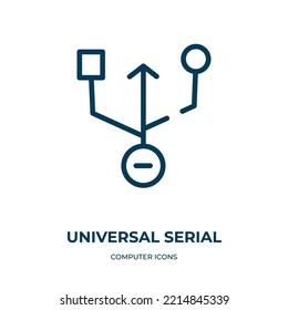 Universal serial usb connector icon. Linear vector illustration from computer icons collection. Outline universal serial usb connector icon vector. Thin line symbol for use on web and mobile apps, 