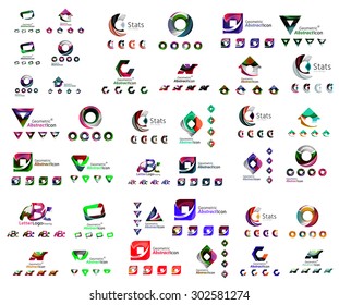 Universal set of abstract logos. Business, app, web design symbol template - loops, geometric shapes and other