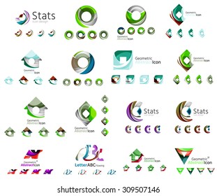 Universal set of abstract logos. Business, app, web design symbol template - loops, geometric shapes and other