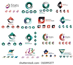 Universal set of abstract logos. Business, app, web design symbol template - loops, geometric shapes and other