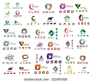 Universal set of abstract logos. Business, app, web design symbol template - loops, geometric shapes and other