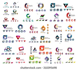Universal set of abstract logos. Business, app, web design symbol template - loops, geometric shapes and other