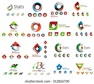 Conjunto universal de logotipos abstractos. Plantilla de símbolos de diseño web, aplicaciones y negocios - bucles, formas geométricas y otras