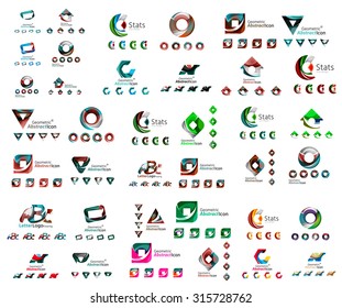 Universal set of abstract logos. Business, app, web design symbol template - loops, geometric shapes and other