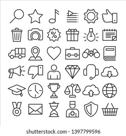Universal set of icons for web site, software and mobile applications modern design of black lines