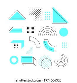 Universal set of modern halftone posters abstract geometric shape aqua menthe color with high res. Design for brochure, background, magazine, cover, print, card, branding, flyer. Vector illustration.