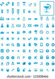 Universal set of vector signs: Medicine icons , web application icons, music, weather, marketing icons,  infographics, scientific, sex, book, space, headphones, list, cross, cd, health, syringe