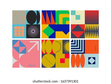 Universal shapes set for graphic design. Vector unique Abstract elements perfect suit for Branding, Bold advertisement, Sale posters, Background 