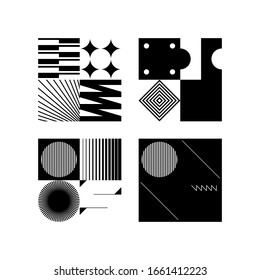 Formas universales establecidas para el diseño gráfico. Elementos abstractos exclusivos vectoriales adecuados para promoción de marca, publicidad negrita, carteles de venta, fondo o promoción de marca