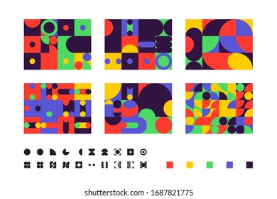 Universal shapes set for graphic design. Vector unique Abstract elements perfect suit for Branding, Bold advertisement, Sale posters, Background or Branding