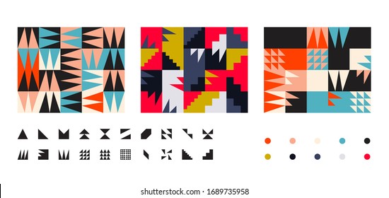 Universal shapes set for graphic design. Vector unique Abstract elements perfect suit for Branding, Bold advertisement, Sale posters, Background or Branding