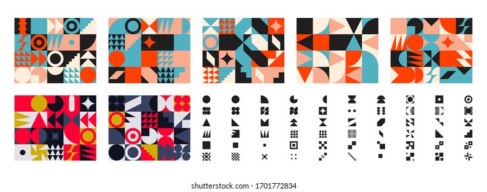 Formas universales establecidas para el diseño gráfico. Elementos abstractos exclusivos vectoriales adecuados para promoción de marca, publicidad negrita, carteles de venta, fondo o promoción de marca