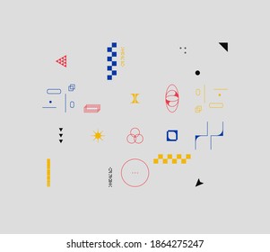 Universal shapes set for graphic design. Vector unique Abstract elements perfect suit for Branding, Bold advertisement, Sale posters, Background or Branding