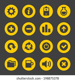 Universal Simple Web Icons Set on Dark. Vector.