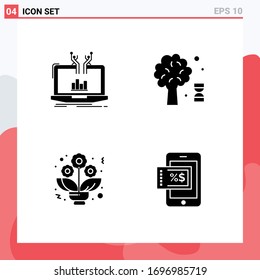  Universal Solid Glyph Signs Symbols of analysis; bouquet; online; dna; roses Editable Vector Design Elements